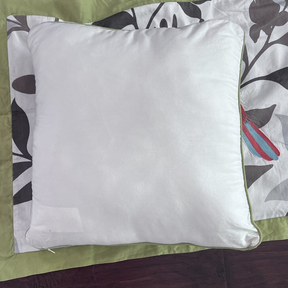 Embroidered Accent Pillow 15" Square & Standard Sham Set Colorful Bird Design - Picture 12 of 12